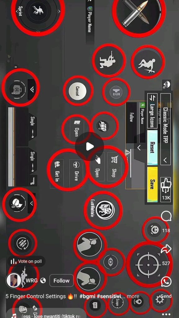 esports pubg control codes PUBG mobile custom button layout code screenshot