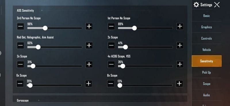 no recoil pubg control codes PUBG Mobile gyroscope settings for no recoil screenshot