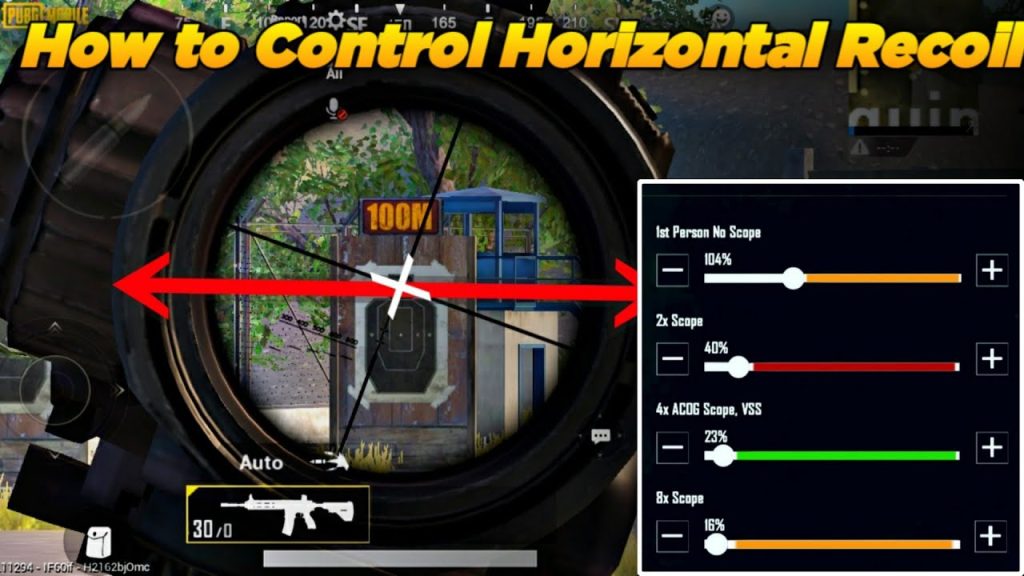 professional pubg control codes PUBG Mobile recoil control crosshair overlay example