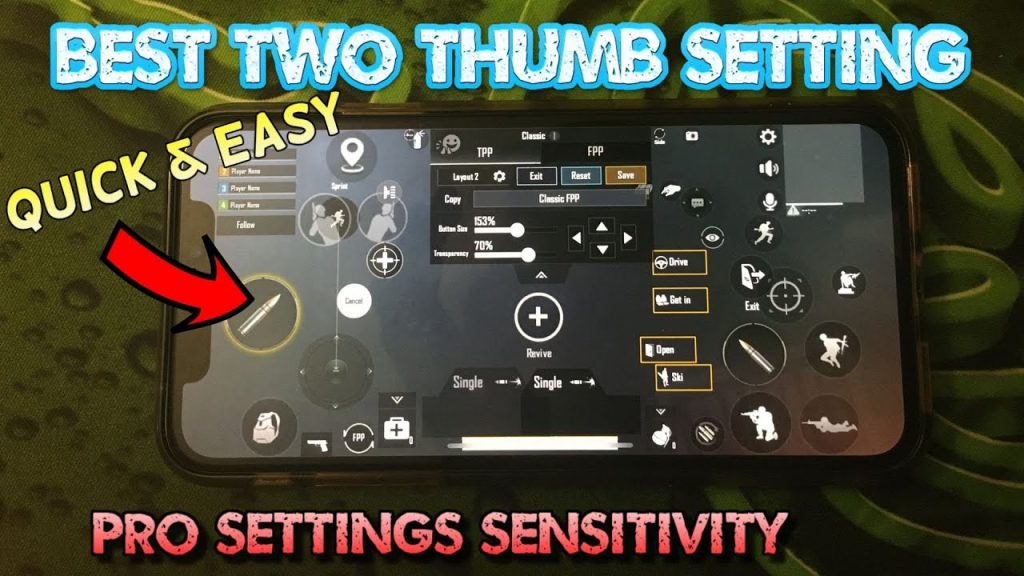 pubg control code for thumb setup PUBG Mobile quick heal meds layout thumb code