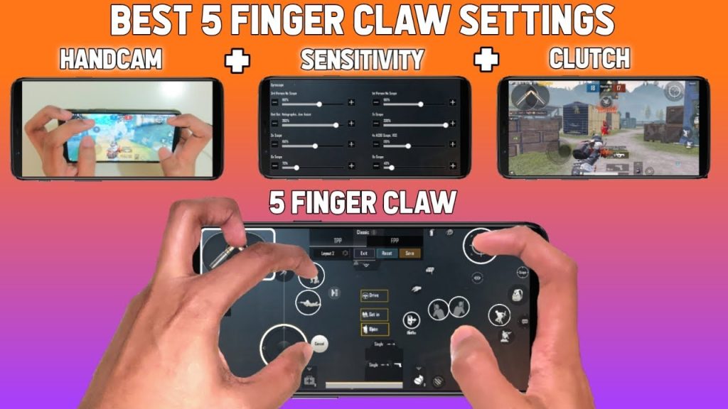pubg control codes and ads settings PUBG Mobile 5 finger claw layout screenshot
