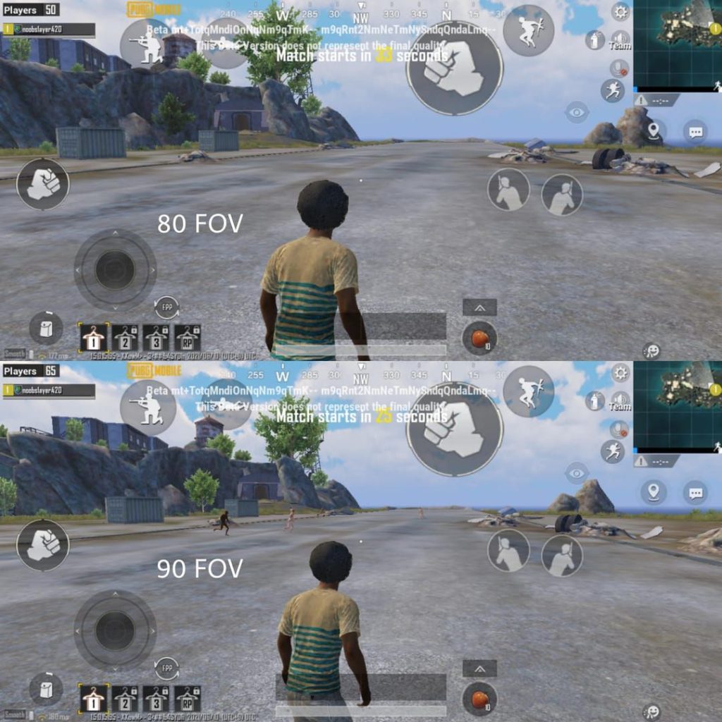 pubg control codes and camera settings PUBG Mobile FOV comparison low vs high field of view