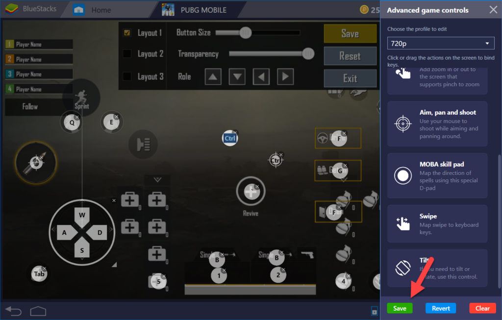 pubg control codes bluestacks BlueStacks PUBG Mobile WASD key mapping layout screenshot
