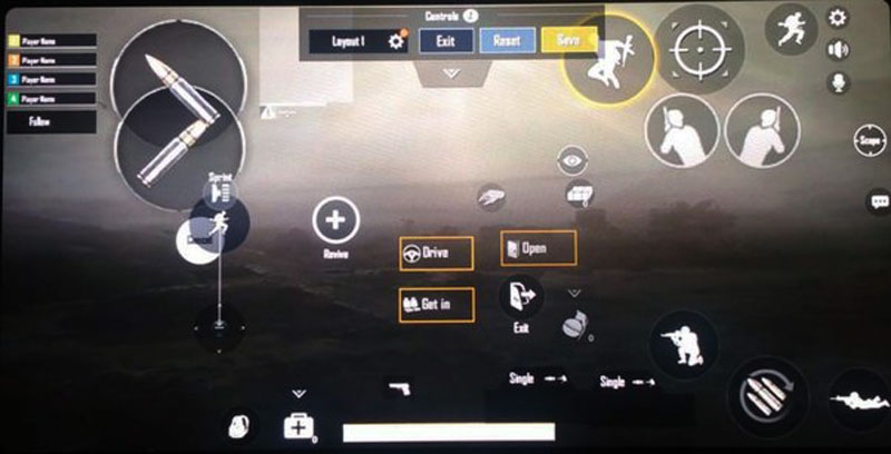 pubg control codes for comfortable layout PUBG Mobile left-handed custom layout showing fire button on left side screenshot