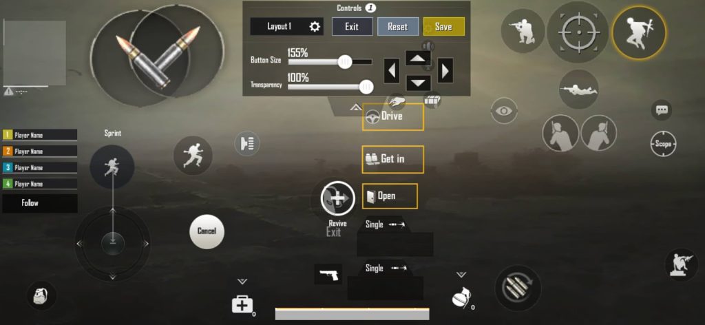 pubg mobile 4 finger layout code PUBG Mobile 4 finger claw layout on smartphone screen with fire button and scope