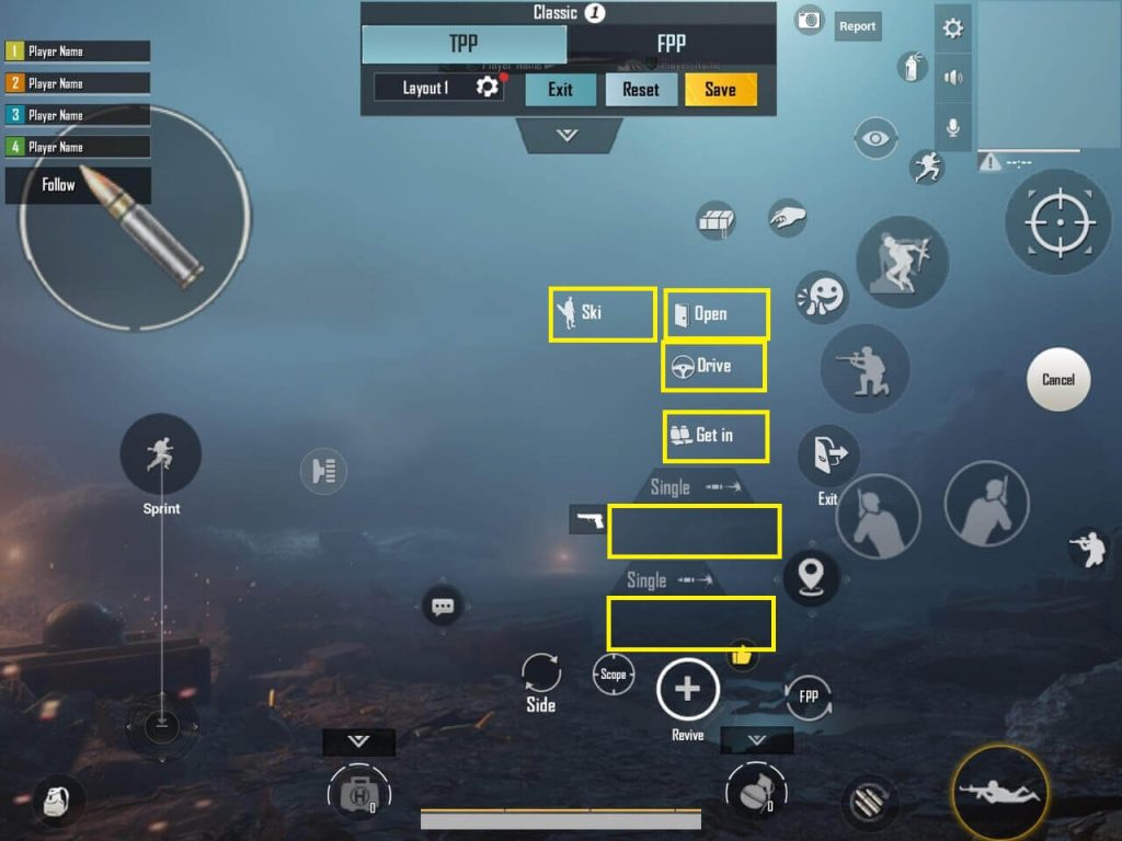 pubg mobile 4 finger layout code PUBG Mobile classic claw layout with fire and scope buttons