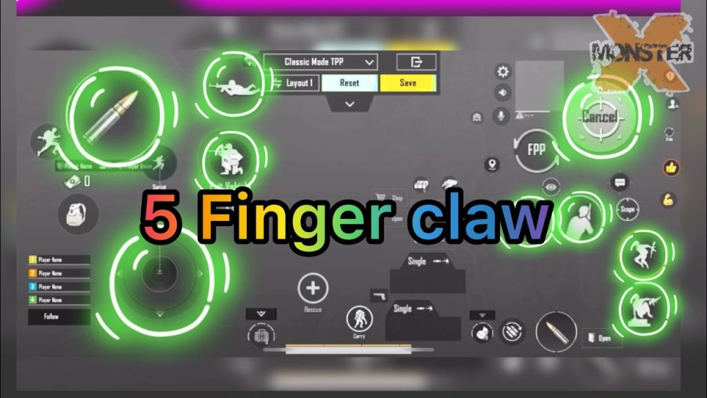 pubg mobile 5 finger layout code PUBG Mobile 5 finger claw layout screenshot