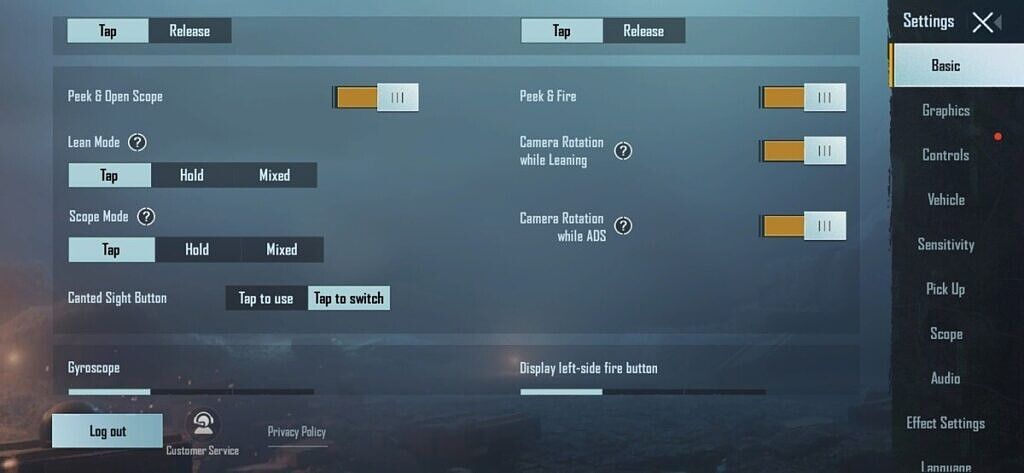 rush player pubg control codes PUBG mobile peek and fire button layout close up