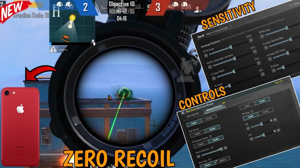 best pubg control codes for low end phones PUBG mobile no gyro control layout screenshot