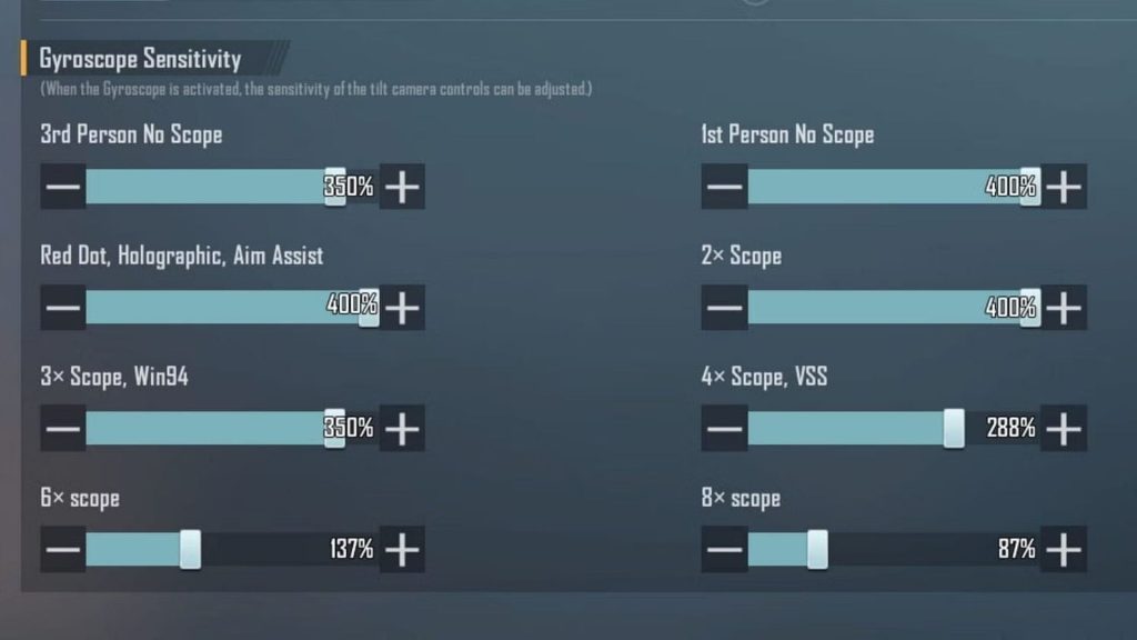 bgmi control codes BGMI sniper scope sensitivity settings