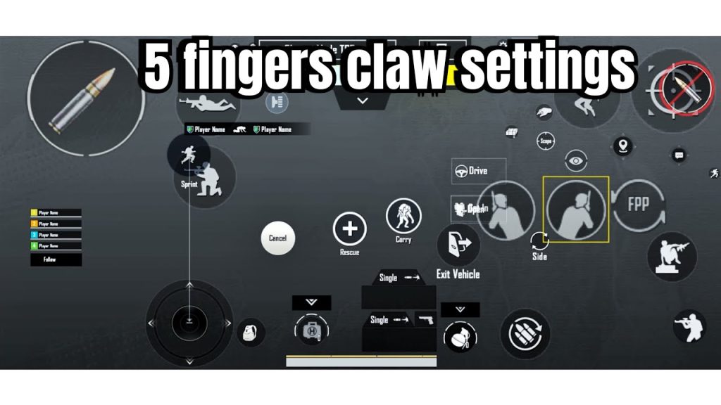 bgmi control codes latest BGMI 5-finger claw layout with peek buttons
