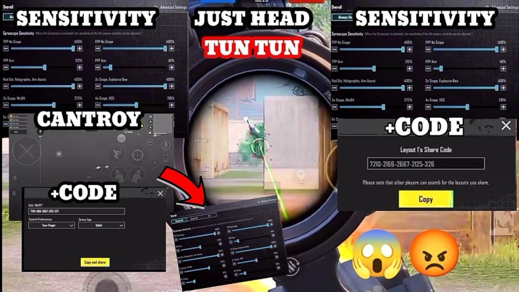 conqueror pubg control codes PUBG Mobile sniper sensitivity control layout screenshot