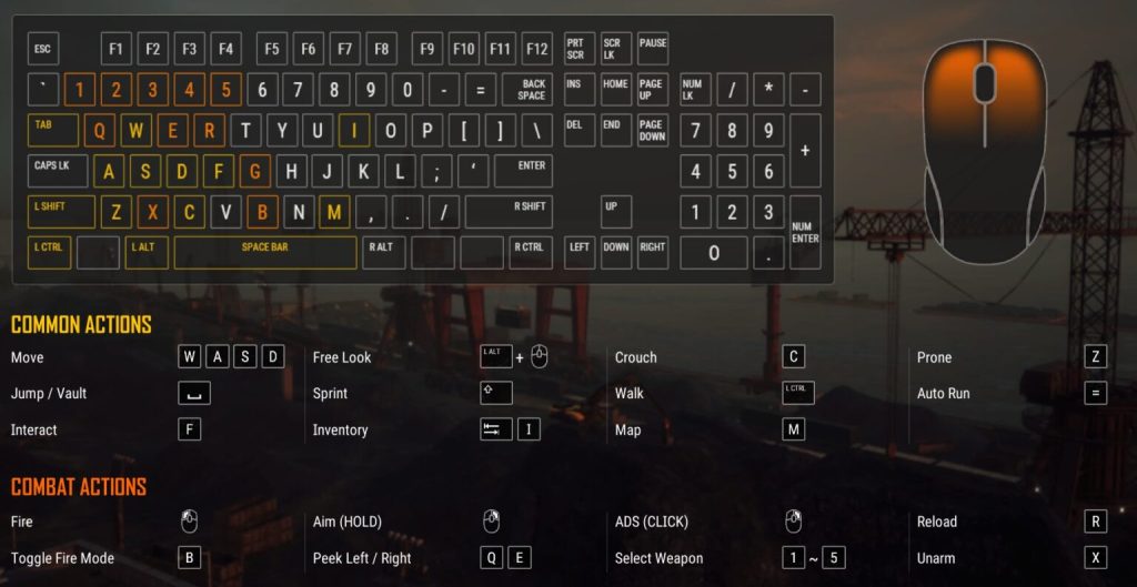 custom pubg control codes PUBG Mobile emulator control layout with keyboard overlay