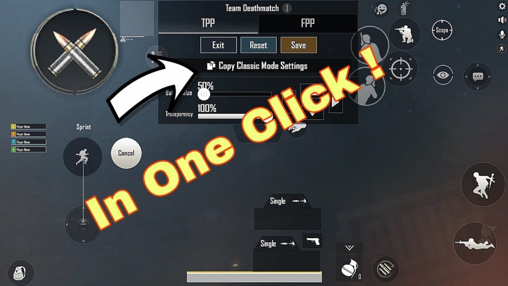 custom pubg control codes PUBG Mobile Team Deathmatch control layout screenshot