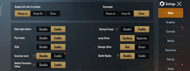 how to reset pubg control codes PUBG Mobile settings menu reset to default button