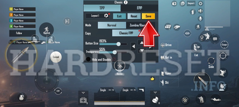 how to save pubg control codes PUBG Mobile in-game control preset slots screen
