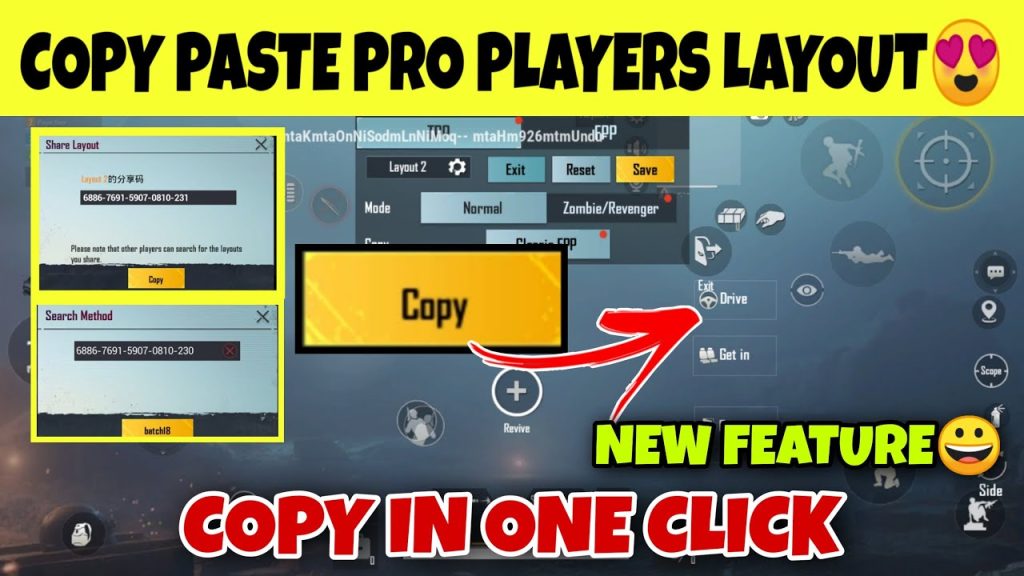 how to share pubg mobile control codes PUBG Mobile control layout editor share button screenshot