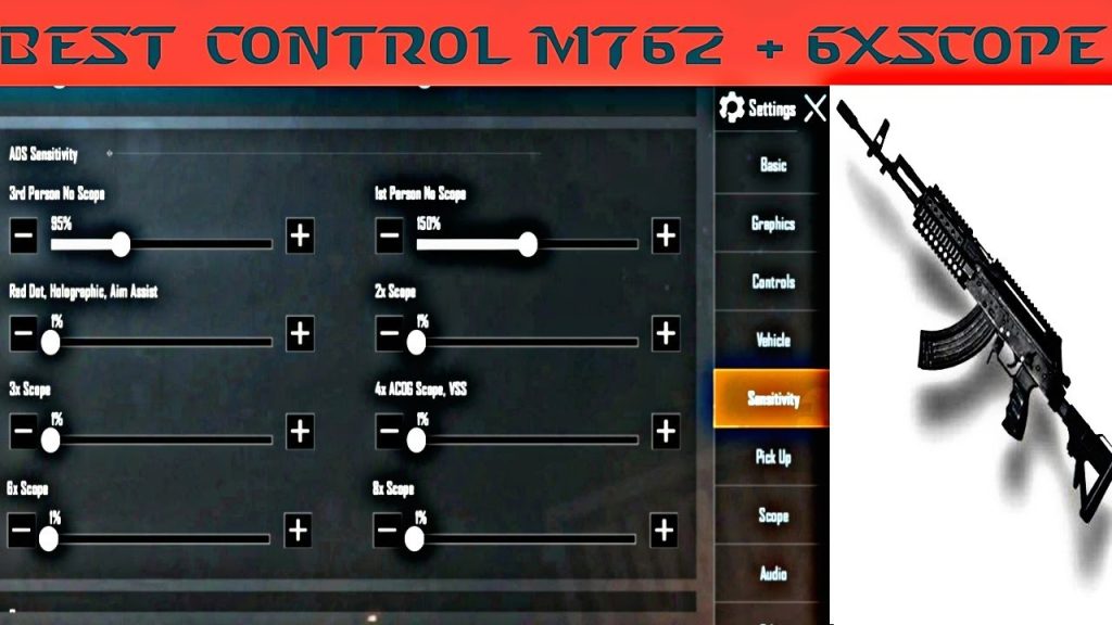 latest pubg control codes for conqueror PUBG Mobile M762 spray control settings screenshot