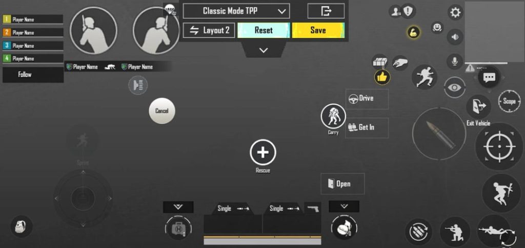 pubg 2 finger layout code PUBG Mobile 2 finger layout HUD screenshot
