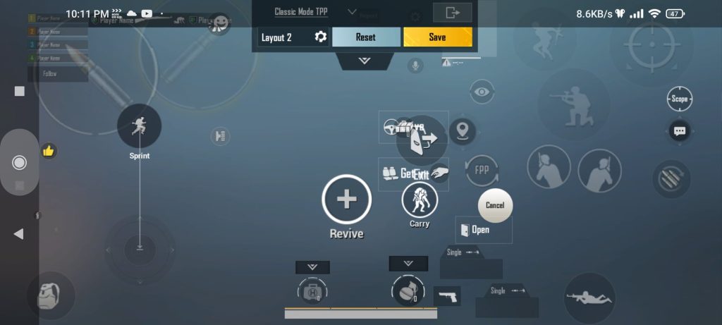 pubg 4 finger layout code PUBG Mobile gyro 4 finger layout screenshot
