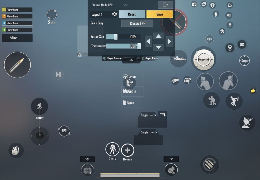 pubg control code for ipad setup PUBG iPad 5-finger claw control layout close-up