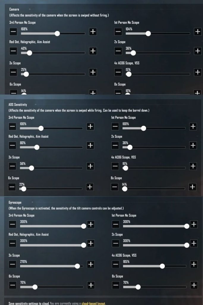pubg control codes advanced guide PUBG Mobile gyroscope sensitivity settings screenshot