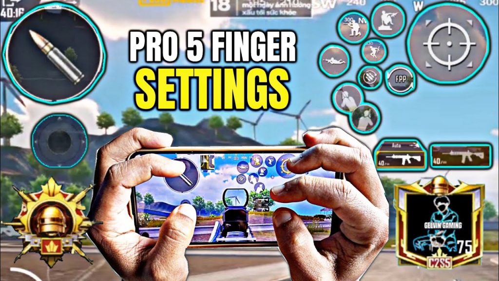 pubg control codes and button size PUBG Mobile 5 finger layout large peek buttons