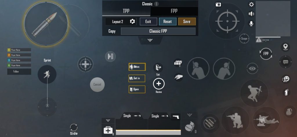 pubg control codes and button size PUBG Mobile full gyro layout with small scope button