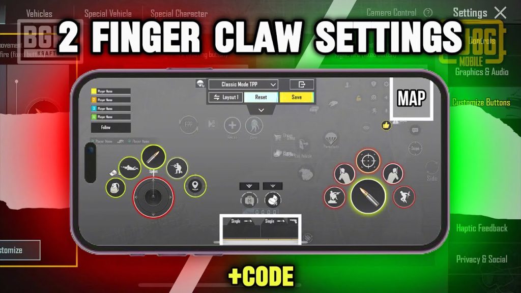 pubg control codes claw tutorial PUBG Mobile close combat claw control codes