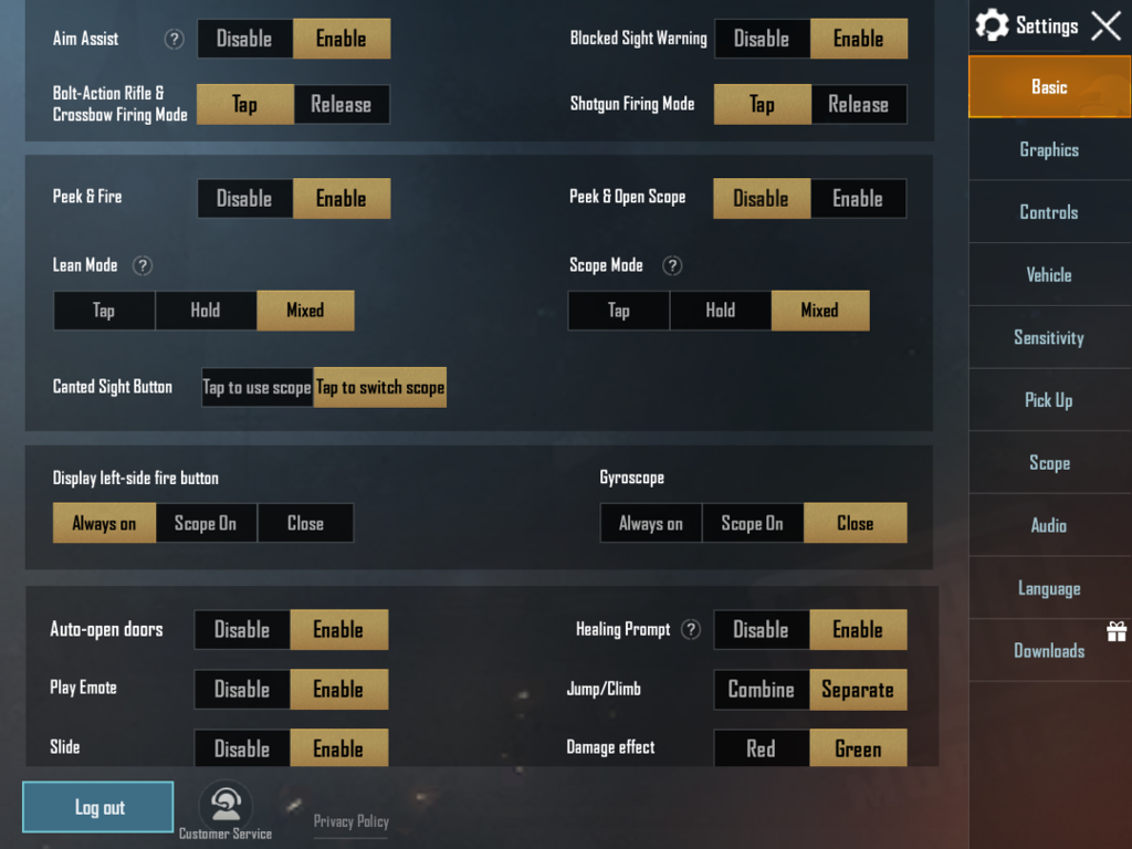 pubg control codes cloud share PUBG Mobile settings menu with cloud save button highlighted