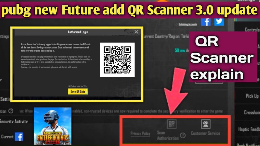 pubg control codes cloud share Smartphone scanning a QR code that contains PUBG control code