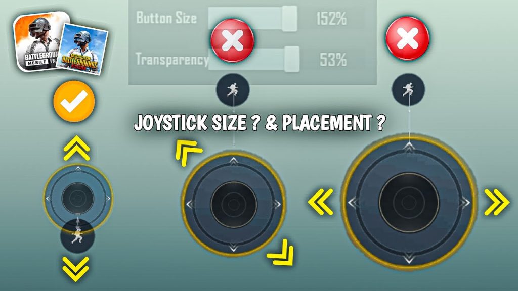 pubg control codes copy paste PUBG Mobile joystick size comparison normal vs large