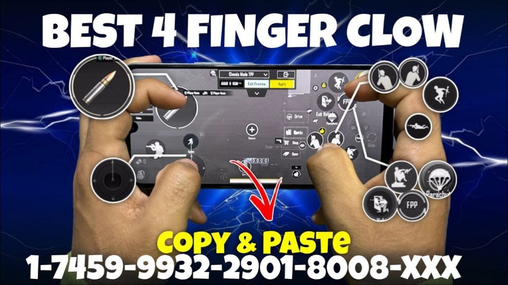 pubg control codes for asian server 4-finger claw grip on PUBG Mobile phone screen