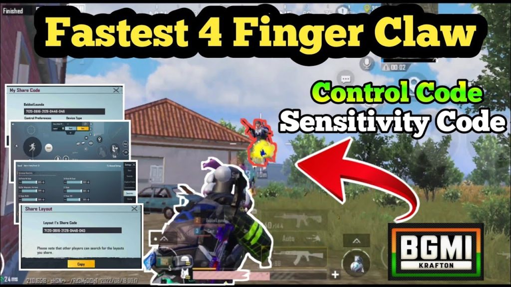 pubg control codes for claw players PUBG Mobile gyroscope aim with claw grip