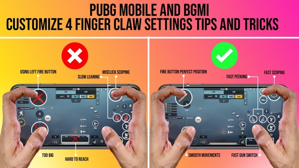 pubg control codes for custom buttons PUBG Mobile 4-finger claw layout controls screenshot