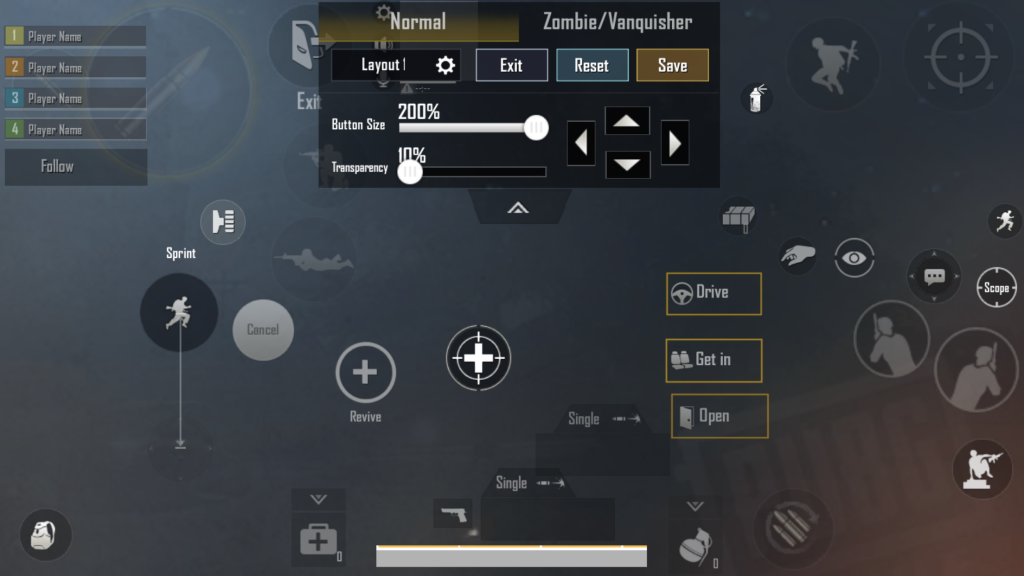 pubg control codes for custom buttons PUBG Mobile one-tap peak and fire button screenshot