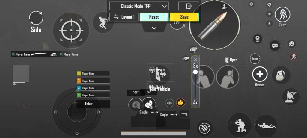 pubg control codes for iphone users iPhone PUBG Mobile 4-finger claw control layout with buttons in corners