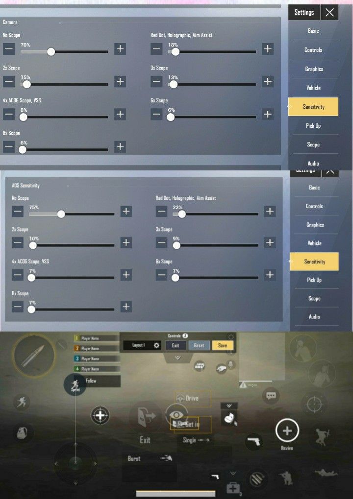 pubg control codes for lite version PUBG Lite gyroscope sensitivity setting screenshot