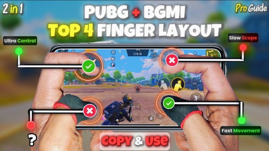 pubg control codes for mobile PUBG Mobile 4 finger claw control layout screenshot