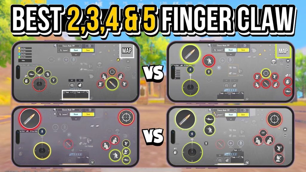 pubg control codes for ranked push PUBG Mobile tablet 5 finger claw layout on iPad showing finger positions on screen