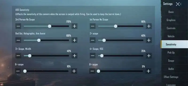 pubg control codes for smooth gameplay PUBG Mobile ADS sensitivity settings screenshot