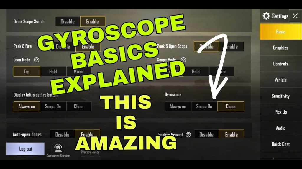 pubg control codes for tablet players PUBG Mobile gyroscope aiming tablet