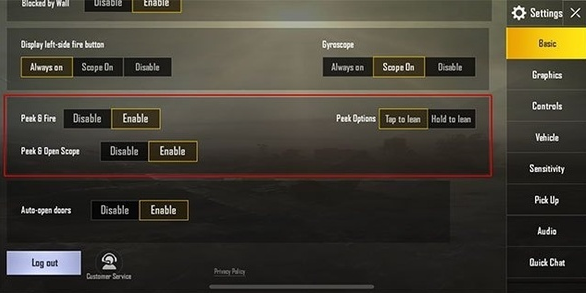 pubg control codes for tablet players PUBG Mobile peek lean controls tablet