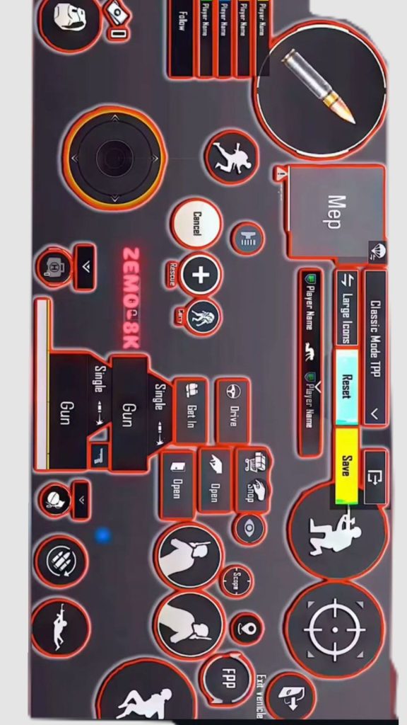 pubg control codes for tecno phones Tecno phone PUBG loot inventory button layout with labels
