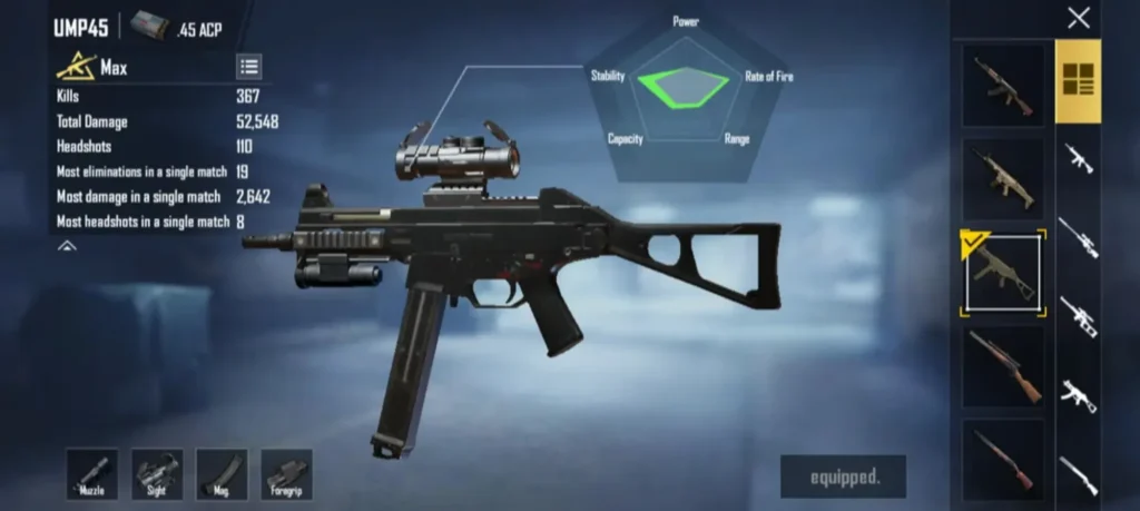 pubg control codes for ump45 PUBG Mobile UMP45 close quarters hip fire control code screenshot