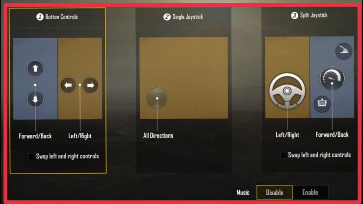 pubg control codes for vehicle control PUBG Mobile driving button size customization screenshot