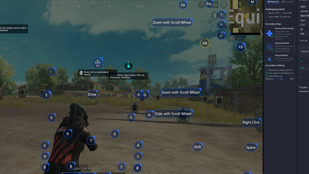 pubg control codes gameloop PUBG Mobile GameLoop emulator default control layout screenshot