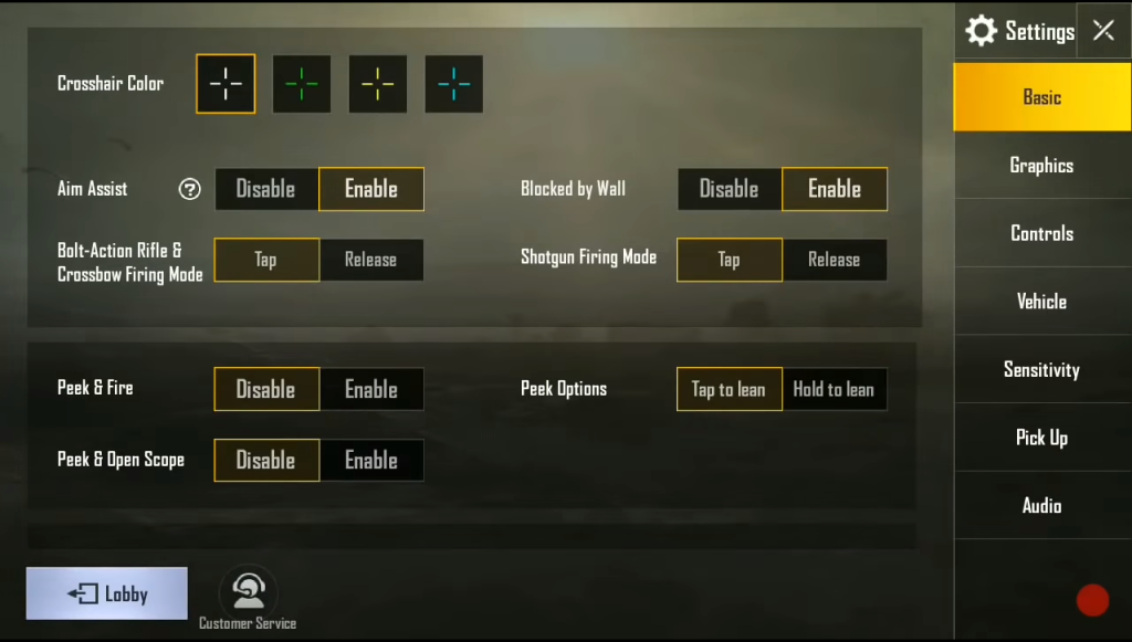 pubg control codes guide PUBG Mobile control settings menu showing layout options screenshot