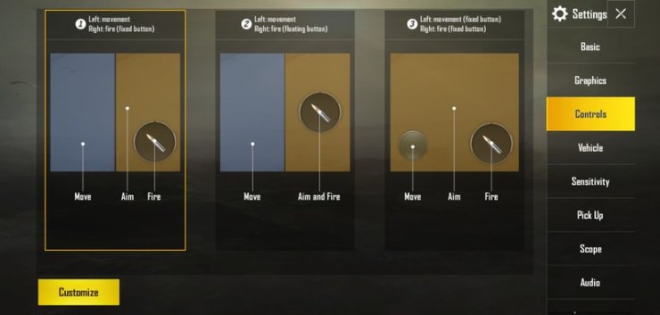 pubg control codes import guide PUBG Mobile control settings customization screen
