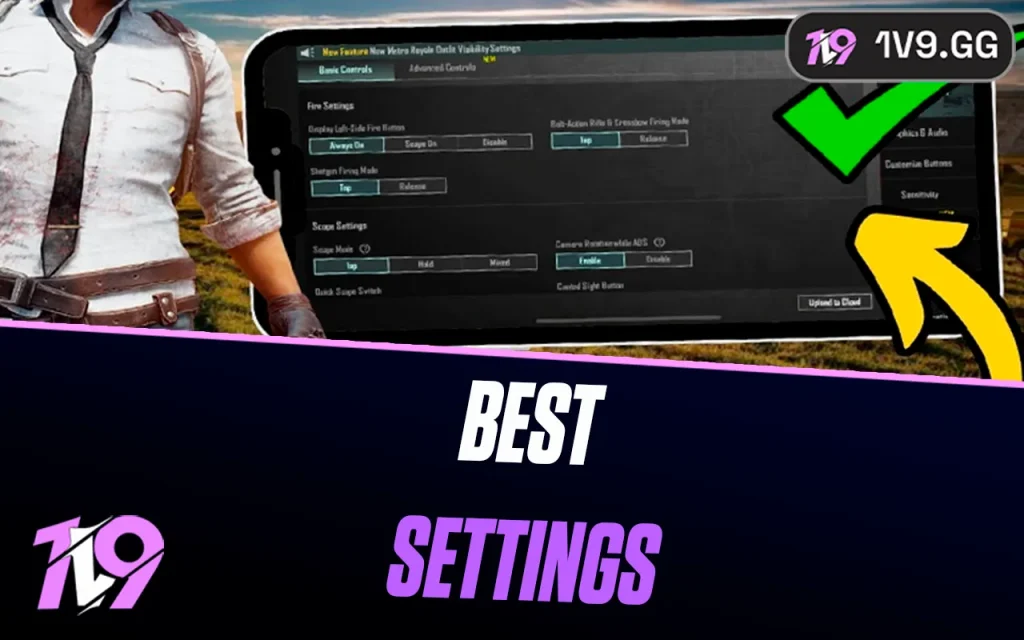 pubg control codes import guide PUBG Mobile settings gear icon on home screen